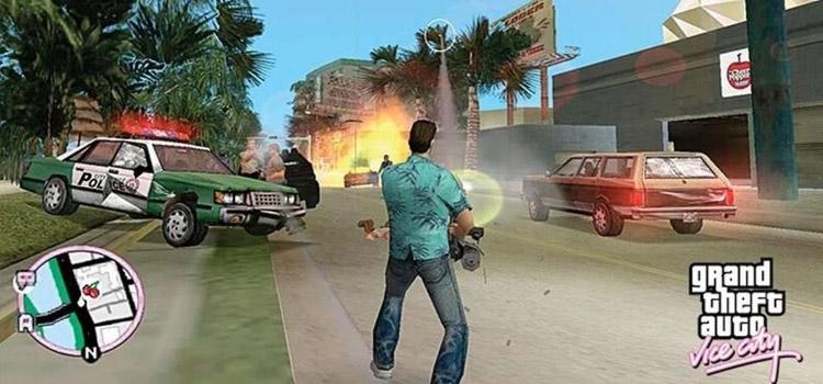 gta vice city character fighting with police